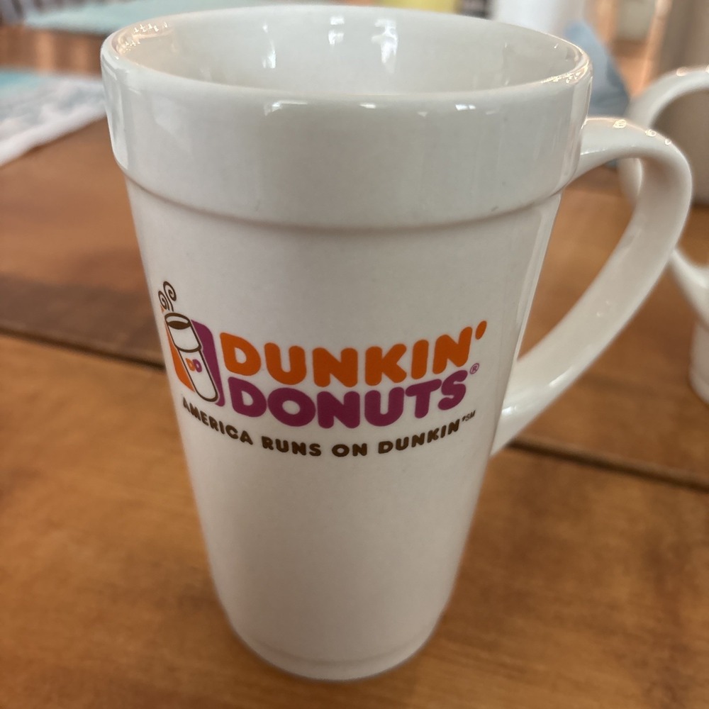 Dunkin Donuts Ceramic Latte Mug "America Runs On Dunkin"